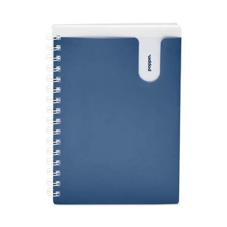 Poppin Medium Pocket Notebook, 1 Subject, Medium/College Rule, Blue/White Cover, 8.5 x 6, 80 Sheets 108263